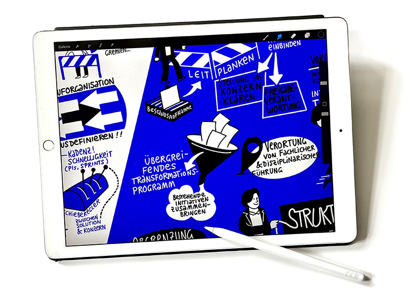 IPad mit digitaler Zeichnung aus einem Workshop Graphic Recording